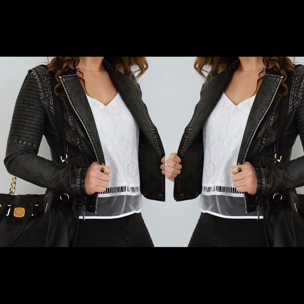 Dark grey faux leather jacket